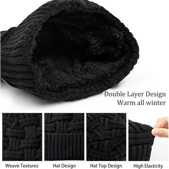 Men's Warm Knitted Thick Baggy Slouchy Beanie Skull Cap - Picture 6 of 9